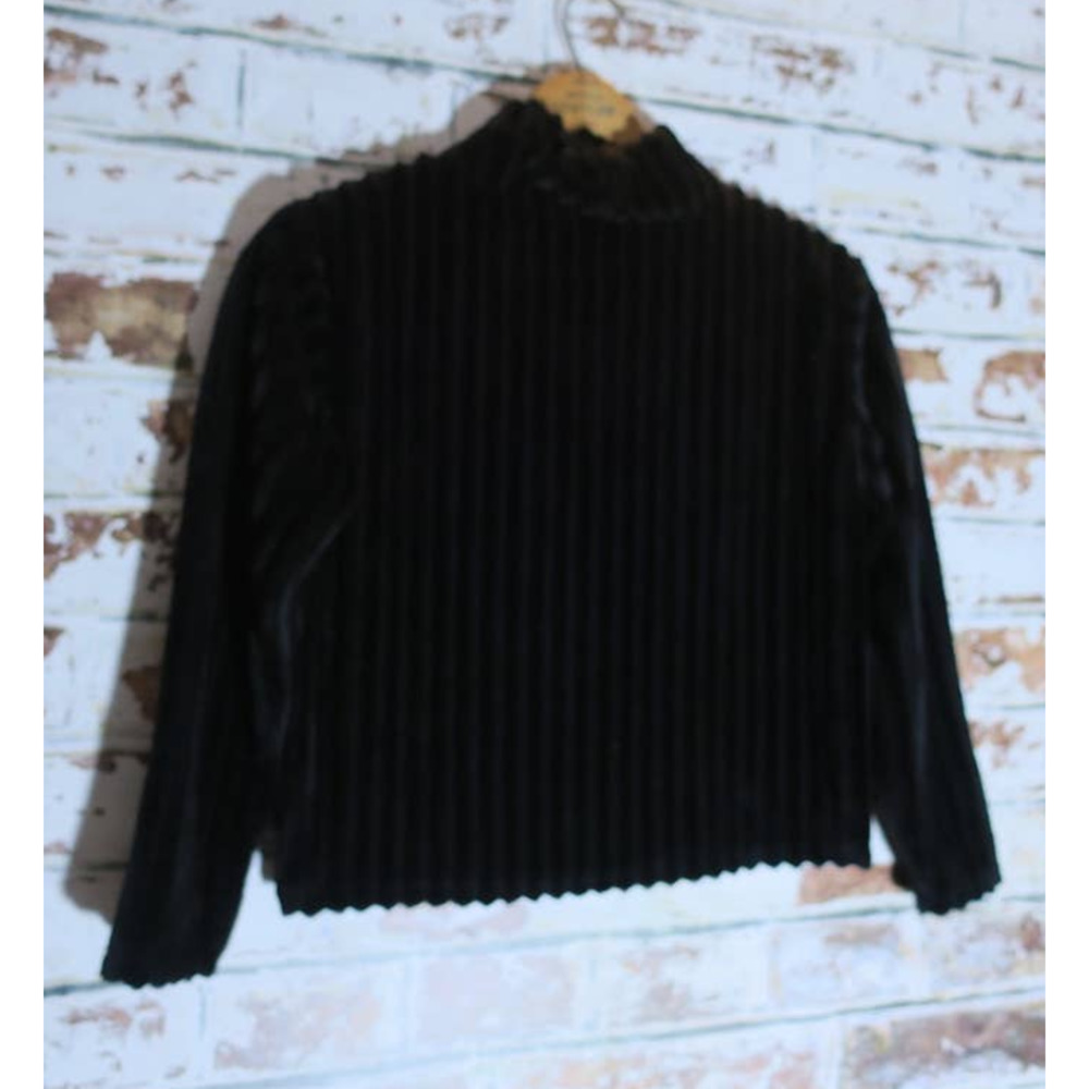Planet Gold Black Beauty Ribbed Mock Neck Cropped Pullover Sweater Top - Picture 5 of 5